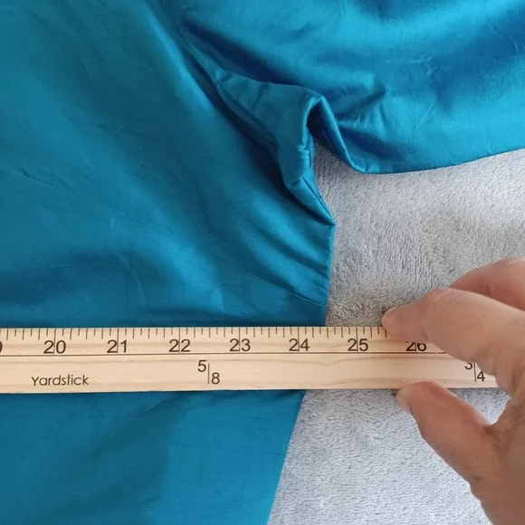 Chicos Sz 4 / 20 Shirt Taffeta Silk Button Down Blue Collared Sheen Evening - Picture 7 of 9